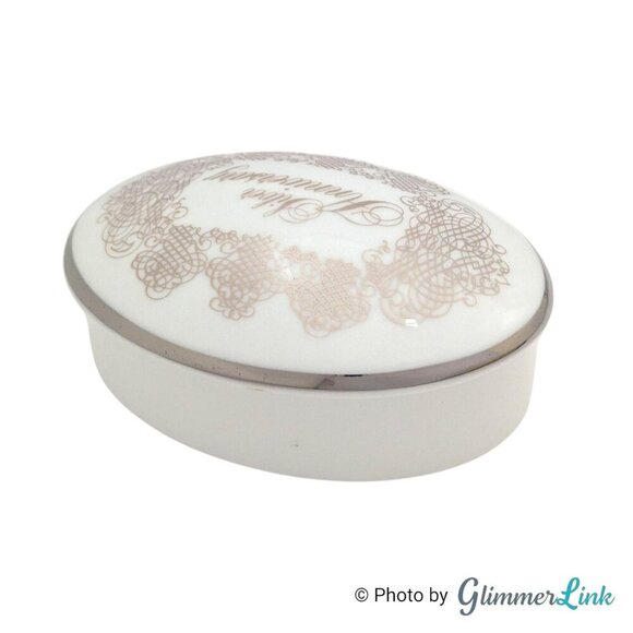 Vintage House of Goebel 25th Silver Anniversary Porcelain Trinket Jewelry Box - Picture 5 of 9